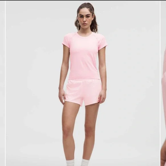 Lululemon🍋 High Rise Pink Organza Hotty Hot Shorts Size 8 NWT 4” Inseam - Picture 3 of 12